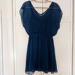 Express Teal Chiffon Dress